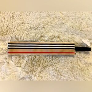 Beige Tartan Plaid Headband reversible black/white circle print Burberry style